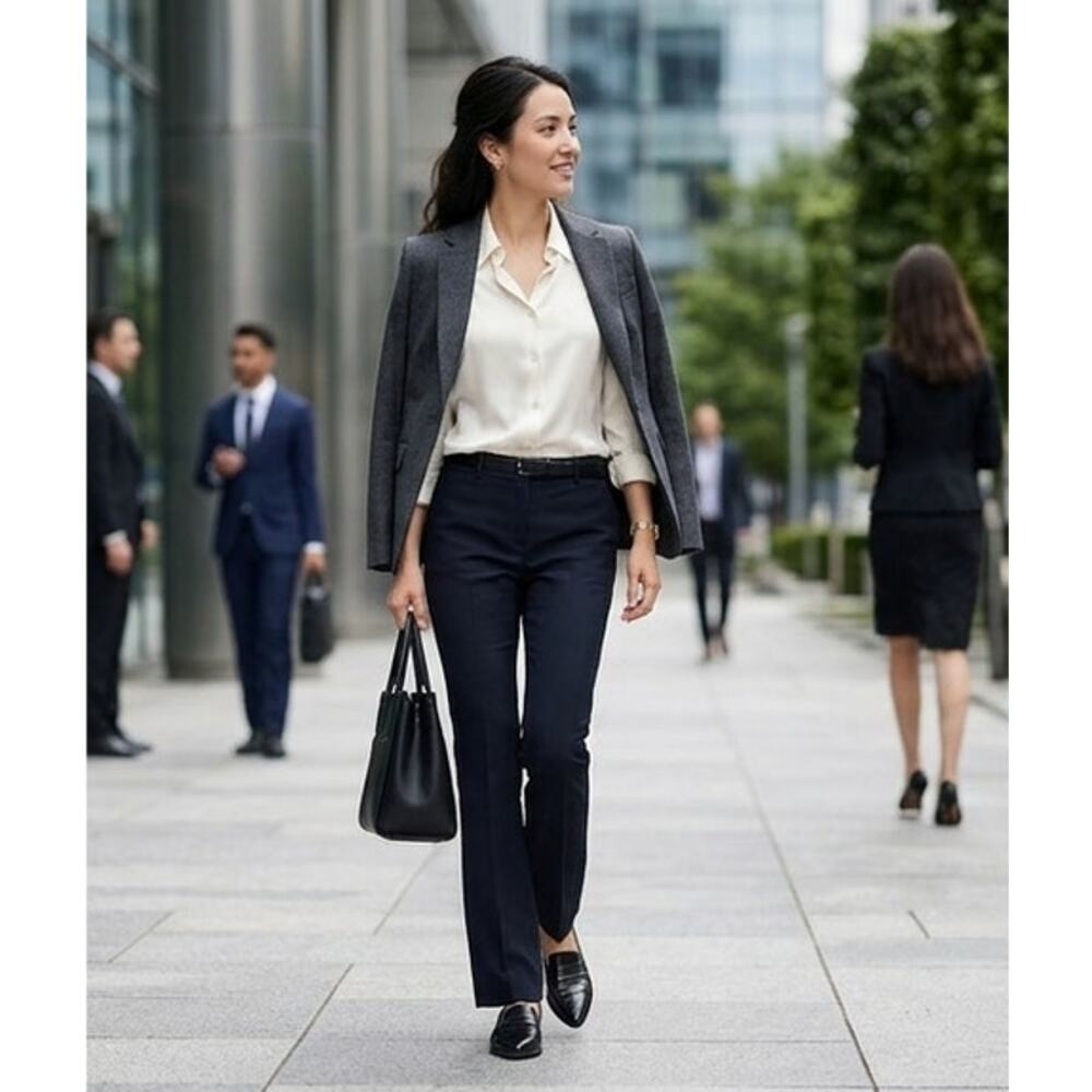 Theory Max C3 Sevona Virgin Wool Pants Navy Blue Career Corporate Chic EUC 10